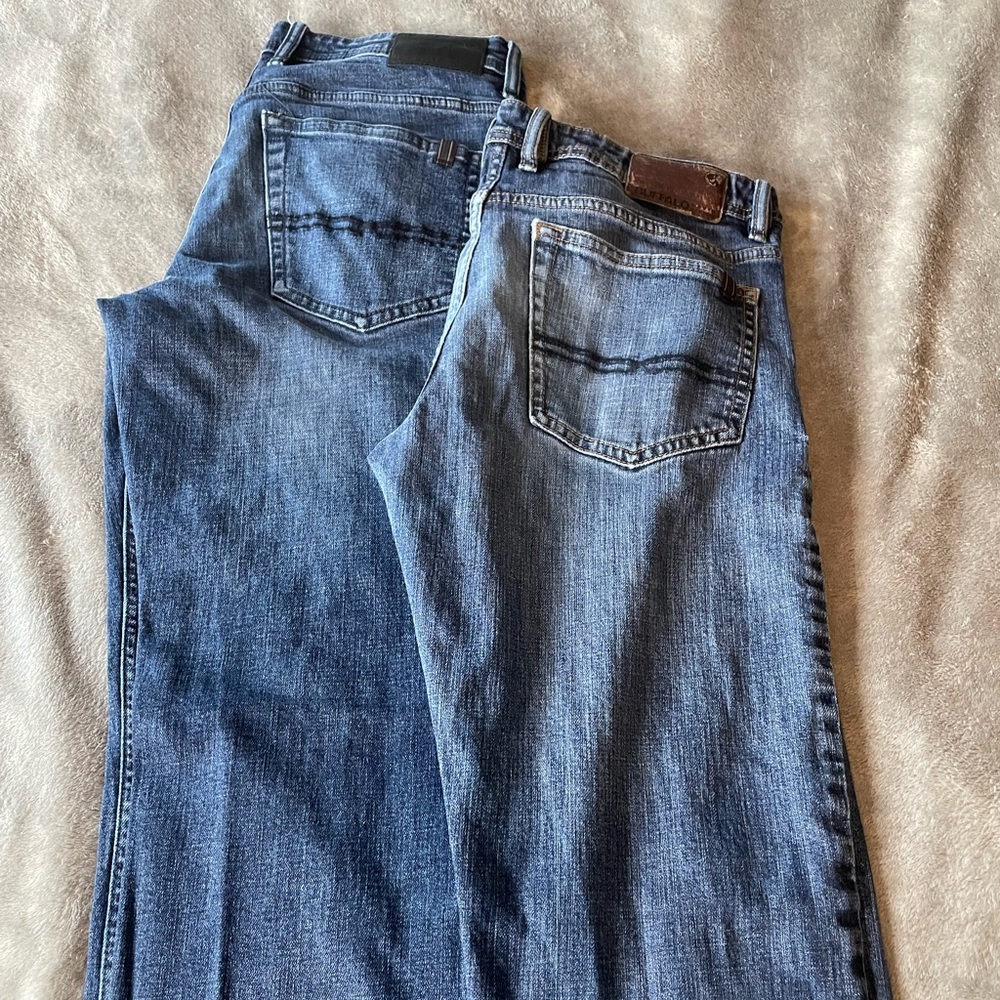 2 Buffalo David Bitton STRETCH Jackson X Straight Blue Jeans Mens Flex Denim 32x